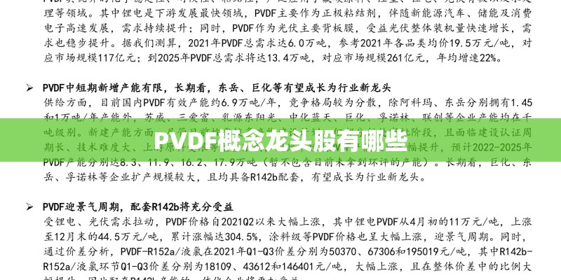 PVDF概念龙头股有哪些